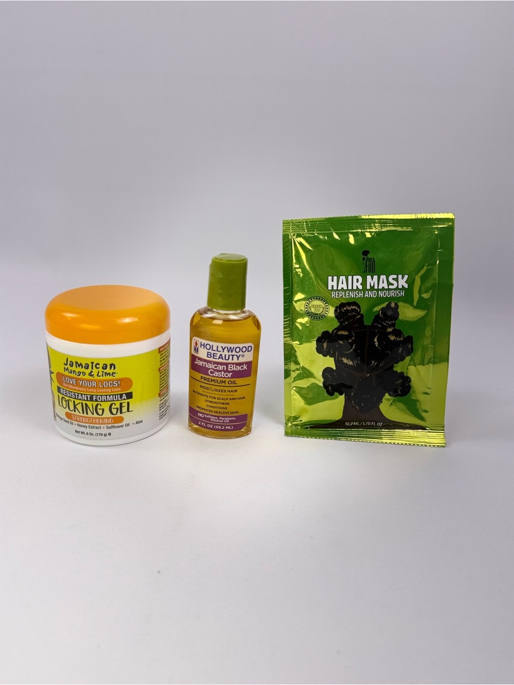 Jamaican Mango Lime Loc Gel Castor Oil Pardon My Fro Hair Mask 3 Pc Bundle